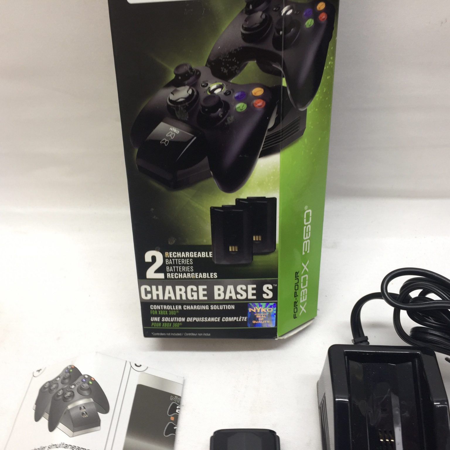 Nyko Xbox 360 Charge Base S Wireless Dual Charger Dock 2 Rechargeable ...